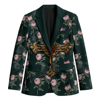 Rosicrucian Order Rose Cross Blazer Gothic Baroque Crucifix Vintage Floral