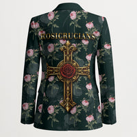 Rosicrucian Order Rose Cross Blazer Gothic Baroque Crucifix Vintage Floral