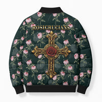 Rosicrucian Order Rose Cross Bomber Puffer Jacket Gothic Baroque Crucifix Vintage Floral