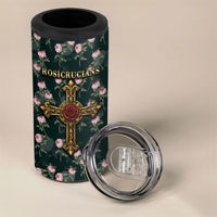 Rosicrucian Order Rose Cross 4 in 1 Can Cooler Tumbler Gothic Baroque Crucifix Vintage Floral
