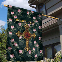 Rosicrucian Order Rose Cross Garden Flag Gothic Baroque Crucifix Vintage Floral