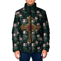 Rosicrucian Order Rose Cross Padded Jacket Gothic Baroque Crucifix Vintage Floral