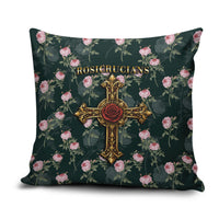 Rosicrucian Order Rose Cross Pillow Cover Gothic Baroque Crucifix Vintage Floral