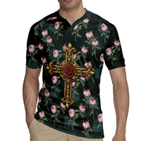 Rosicrucian Order Rose Cross Rugby Jersey Gothic Baroque Crucifix Vintage Floral