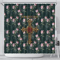 Rosicrucian Order Rose Cross Shower Curtain Gothic Baroque Crucifix Vintage Floral