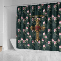 Rosicrucian Order Rose Cross Shower Curtain Gothic Baroque Crucifix Vintage Floral