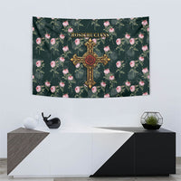 Rosicrucian Order Rose Cross Tapestry Gothic Baroque Crucifix Vintage Floral