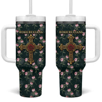 Rosicrucian Order Rose Cross Tumbler With Handle Gothic Baroque Crucifix Vintage Floral