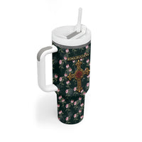 Rosicrucian Order Rose Cross Tumbler With Handle Gothic Baroque Crucifix Vintage Floral