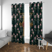Rosicrucian Order Rose Cross Window Curtain Gothic Baroque Crucifix Vintage Floral