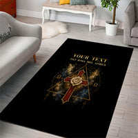 Personalized Rosicrucians Area Rug Sapiens Dominabitur Astris Rose Cross