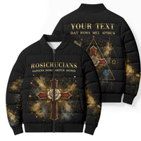 Personalized Rosicrucians Bomber Puffer Jacket Sapiens Dominabitur Astris Rose Cross