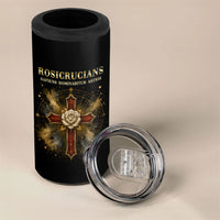 Personalized Rosicrucians 4 in 1 Can Cooler Tumbler Sapiens Dominabitur Astris Rose Cross