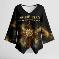 Personalized Rosicrucians Kimono Sleeve Blouse Sapiens Dominabitur Astris Rose Cross