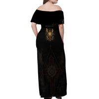 Personalized Rosicrucians Off Shoulder Maxi Dress Sapiens Dominabitur Astris Rose Cross