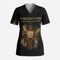 Personalized Rosicrucians Scrub Top Sapiens Dominabitur Astris Rose Cross