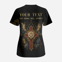 Personalized Rosicrucians Scrub Top Sapiens Dominabitur Astris Rose Cross