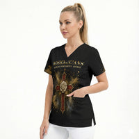 Personalized Rosicrucians Scrub Top Sapiens Dominabitur Astris Rose Cross