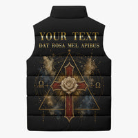 Personalized Rosicrucians Sleeveless Puffer Jacket Sapiens Dominabitur Astris Rose Cross