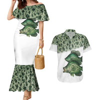 Crappie Tournament Fishing Customize Name Couples Matching Mermaid Dress and Hawaiian Shirt Camo Fade and Custom Name Design - Wonder Print Shop