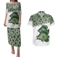 Crappie Tournament Fishing Customize Name Couples Matching Puletasi and Hawaiian Shirt Camo Fade and Custom Name Design - Wonder Print Shop