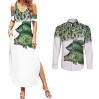 Crappie Tournament Fishing Customize Name Couples Matching Summer Maxi Dress and Long Sleeve Button Shirt Camo Fade and Custom Name Design - Wonder Print Shop