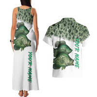 Crappie Tournament Fishing Customize Name Couples Matching Tank Maxi Dress and Hawaiian Shirt Camo Fade and Custom Name Design - Wonder Print Shop