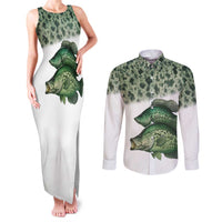 Crappie Tournament Fishing Customize Name Couples Matching Tank Maxi Dress and Long Sleeve Button Shirt Camo Fade and Custom Name Design - Wonder Print Shop