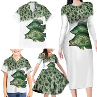 Crappie Tournament Fishing Customize Name Family Matching Long Sleeve Bodycon Dress and Hawaiian Shirt Camo Fade and Custom Name Design - Wonder Print Shop