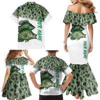 Crappie Tournament Fishing Customize Name Family Matching Mermaid Dress and Hawaiian Shirt Camo Fade and Custom Name Design - Wonder Print Shop