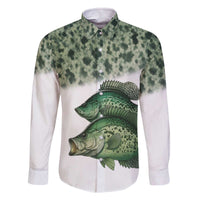 Crappie Tournament Fishing Customize Name Family Matching Off The Shoulder Long Sleeve Dress and Hawaiian Shirt Camo Fade and Custom Name Design - Wonder Print Shop