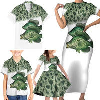 Crappie Tournament Fishing Customize Name Family Matching Short Sleeve Bodycon Dress and Hawaiian Shirt Camo Fade and Custom Name Design - Wonder Print Shop