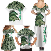 Crappie Tournament Fishing Customize Name Family Matching Summer Maxi Dress and Hawaiian Shirt Camo Fade and Custom Name Design - Wonder Print Shop