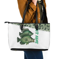 Crappie Tournament Fishing Customize Name Leather Tote Bag Camo Fade and Custom Name Design - Wonder Print Shop