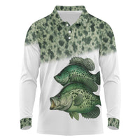 Crappie Tournament Fishing Customize Name Long Sleeve Polo Shirt Camo Fade and Custom Name Design - Wonder Print Shop