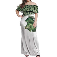 Crappie Tournament Fishing Customize Name Off Shoulder Maxi Dress Camo Fade and Custom Name Design - Wonder Print Shop