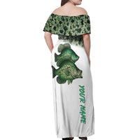 Crappie Tournament Fishing Customize Name Off Shoulder Maxi Dress Camo Fade and Custom Name Design - Wonder Print Shop