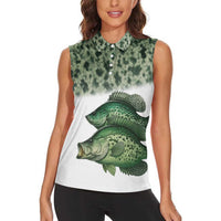 Crappie Tournament Fishing Customize Name Women Sleeveless Polo Shirt Camo Fade and Custom Name Design - Wonder Print Shop