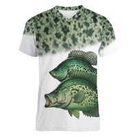 Crappie Tournament Fishing Customize Name Women V-Neck T-Shirt Camo Fade and Custom Name Design - Wonder Print Shop