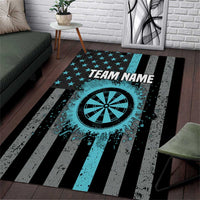 Custom Turquoise US Patriotic Darts Area Rug Blue American Flag Pattern - Grunge Paint Splatter - Wonder Print Shop