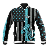 Custom Turquoise US Patriotic Darts Baseball Jacket Blue American Flag Pattern - Grunge Paint Splatter - Wonder Print Shop
