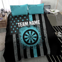Custom Turquoise US Patriotic Darts Bedding Set Blue American Flag Pattern - Grunge Paint Splatter - Wonder Print Shop
