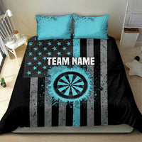 Custom Turquoise US Patriotic Darts Bedding Set Blue American Flag Pattern - Grunge Paint Splatter - Wonder Print Shop