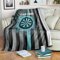 Custom Turquoise US Patriotic Darts Blanket Blue American Flag Pattern - Grunge Paint Splatter - Wonder Print Shop