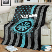 Custom Turquoise US Patriotic Darts Blanket Blue American Flag Pattern - Grunge Paint Splatter - Wonder Print Shop