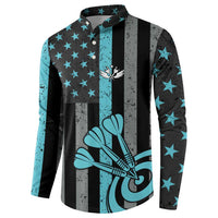 Custom Turquoise US Patriotic Darts Button Sweatshirt Blue American Flag Pattern - Grunge Paint Splatter - Wonder Print Shop