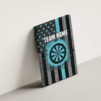 Custom Turquoise US Patriotic Darts Canvas Wall Art Blue American Flag Pattern - Grunge Paint Splatter - Wonder Print Shop