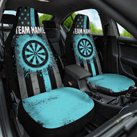 Custom Turquoise US Patriotic Darts Car Seat Cover Blue American Flag Pattern - Grunge Paint Splatter - Wonder Print Shop