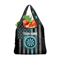 Custom Turquoise US Patriotic Darts Grocery Bag Blue American Flag Pattern - Grunge Paint Splatter - Wonder Print Shop