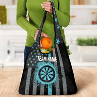 Custom Turquoise US Patriotic Darts Grocery Bag Blue American Flag Pattern - Grunge Paint Splatter - Wonder Print Shop